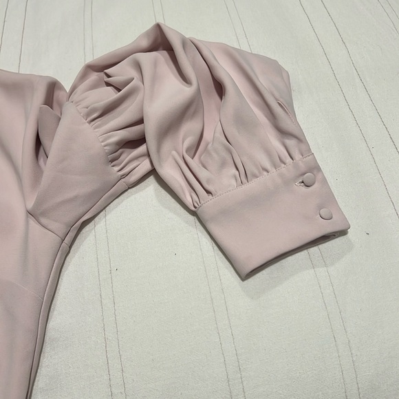 Rachel Parcell Dusty Pink Midi Dress Gathered Lantern Sleeves XS - Picture 6 of 13